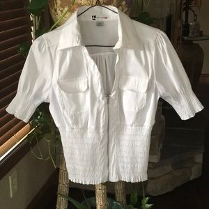 Body central white crop top size M elastic waist